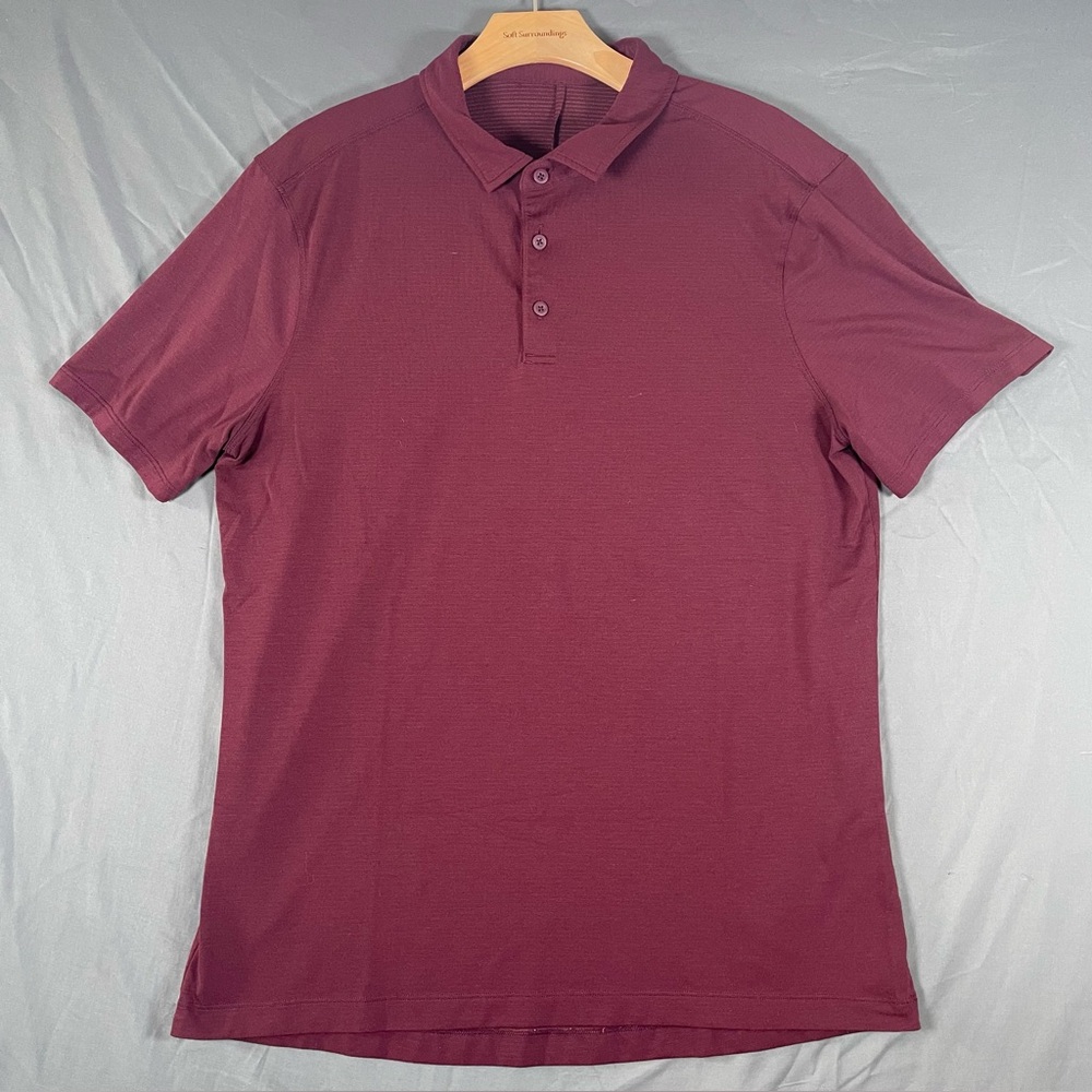 Lululemon Polo Shirt Men's Red Short Sleeve Performance Wear Golf Stretch Preppy
